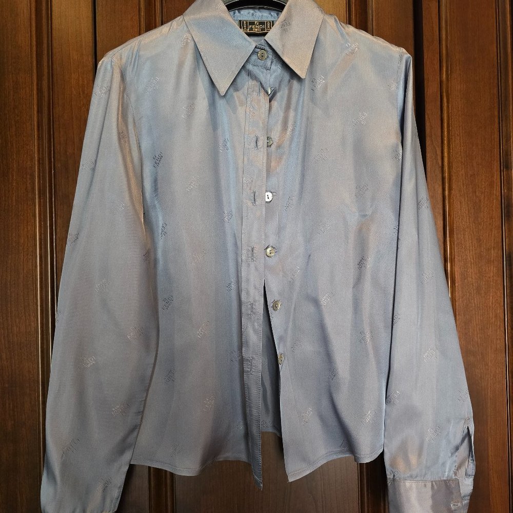 FENDI with all-over FF motifs-print silk shirt